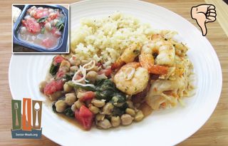 Shrimp Pad Thai with Herbed Risotto and Mediterranean Garbanzo Beans