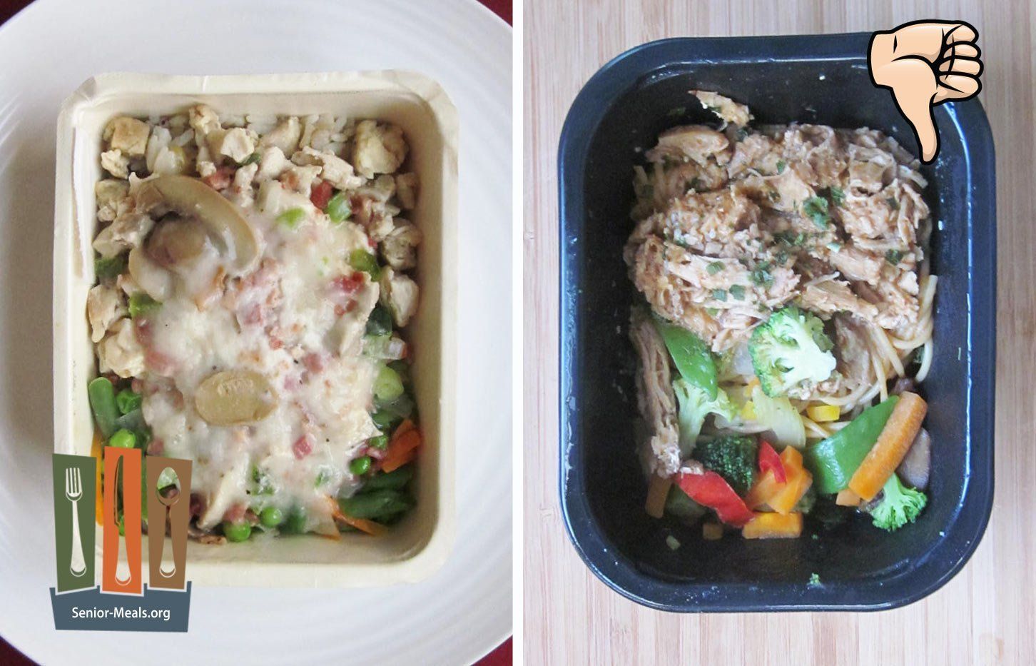 Tray Packaging Before and After. Unchanged. Still No Divided Trays. You Whole Meal is Lumped Together.