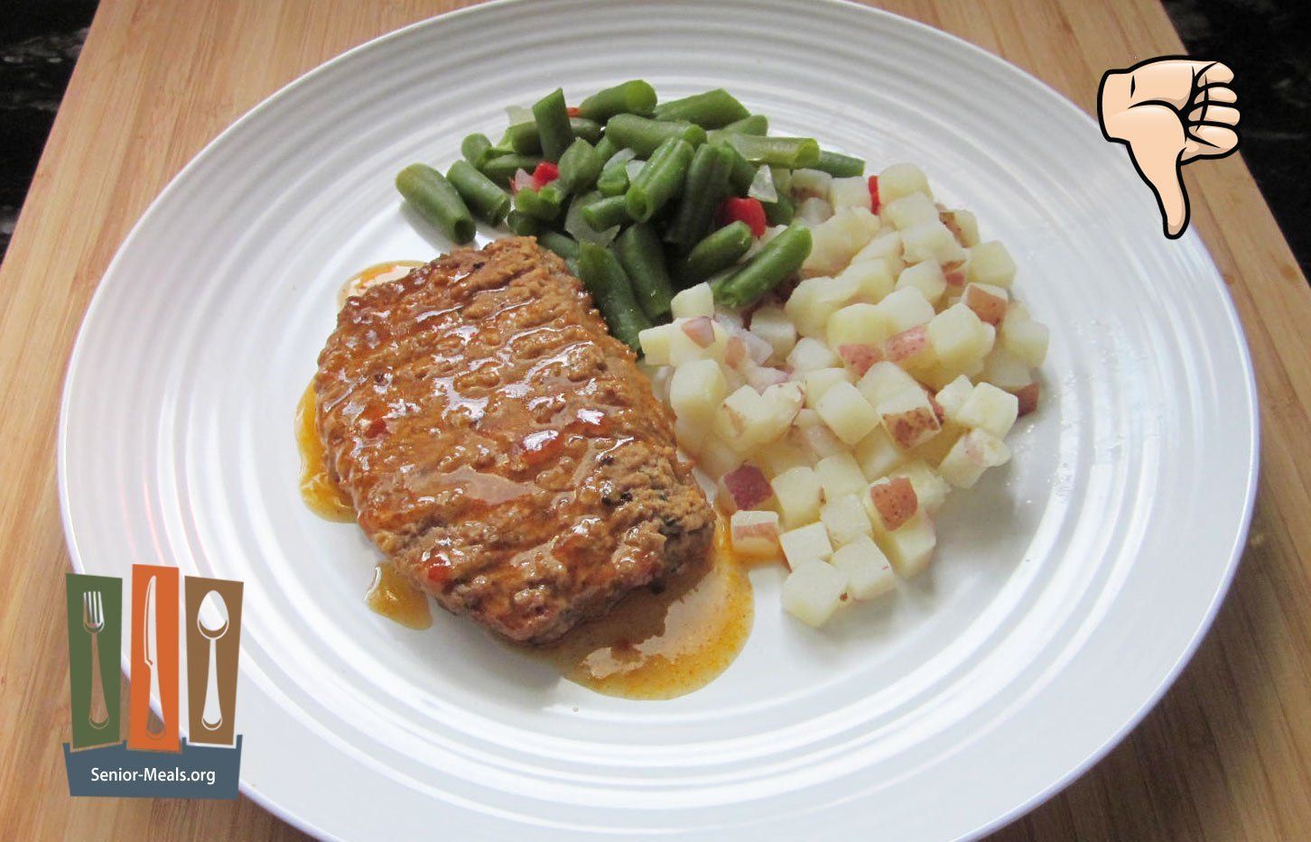 Chipotle Meatloaf with Red Skin Potatoes and Green Beans with Onion and Peppers - $11.50