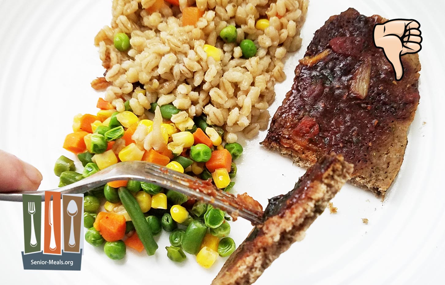 MK Signature Meal - Home-style Meatloaf with Tomato Gravy, Barley Mushroom Risotto and Mixed Vegetables - $12