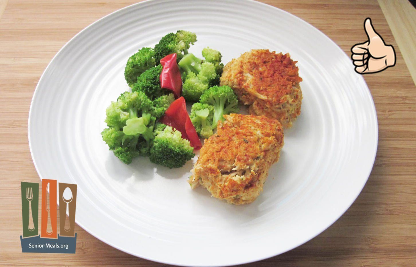 Crab Cakes and Broccoli with Sweet Red Peppers