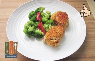 Crab Cakes with Broccoli and Sweet Red Peppers