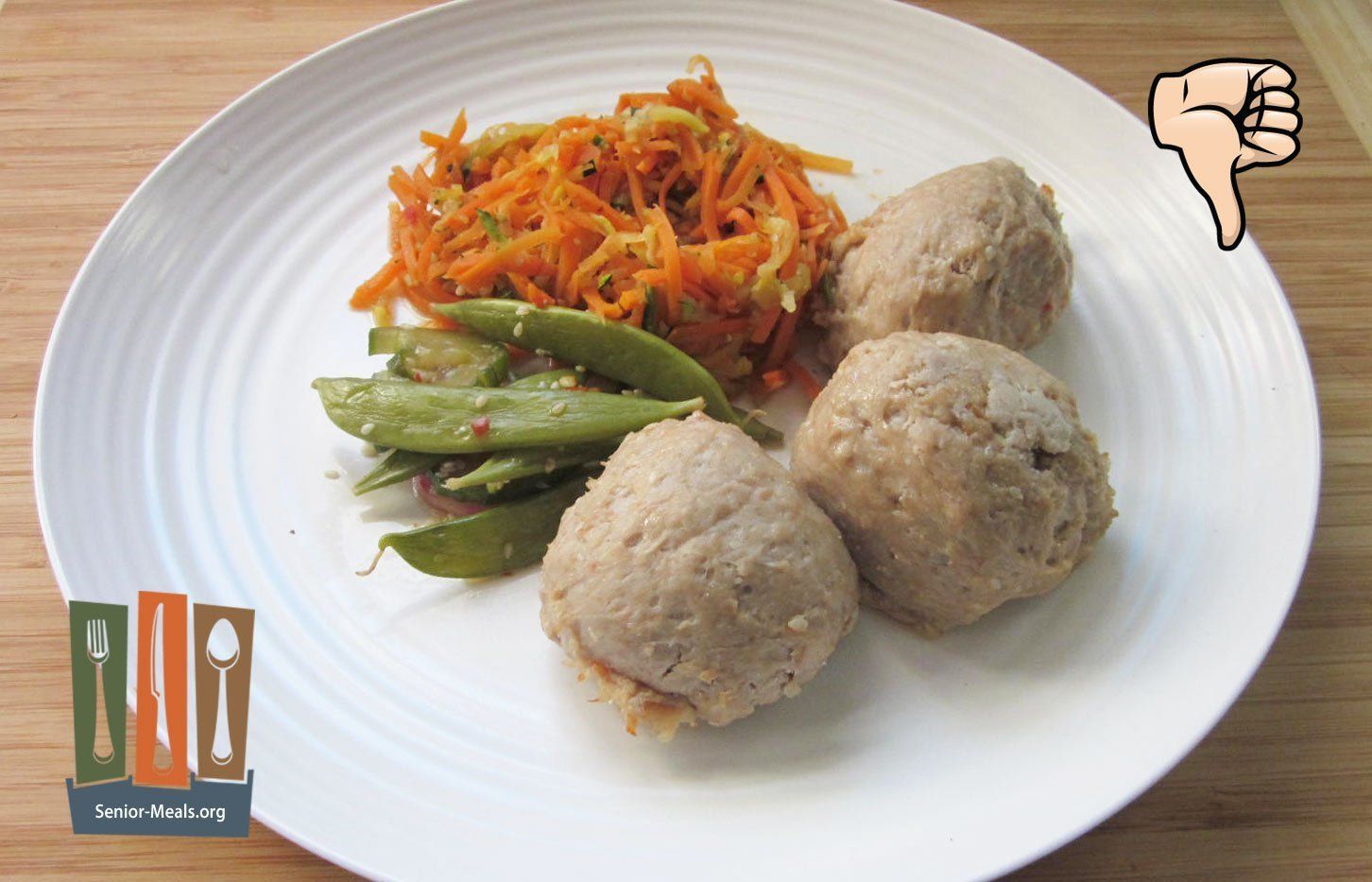 Vietnamese Pork and Shrimp Meatballs with Vegetable Vermicelli “Noodles” and Marinated Cucumbers, Radish and Snow Peas
