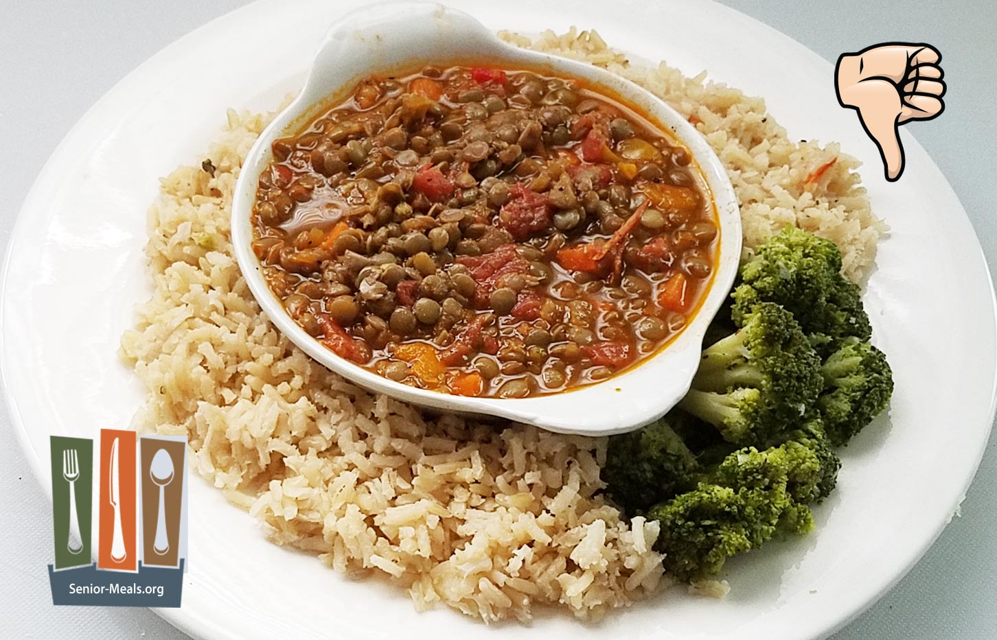 Lentil Chili with Brown Rice with Scallions and Bell Pepper and Sous-Vide Broccoli with Onions - $15