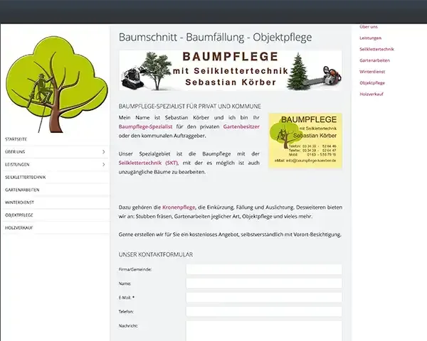 Website für einen Baumpflegedienst: inklusive Logo, Leistungen und Kontaktformular