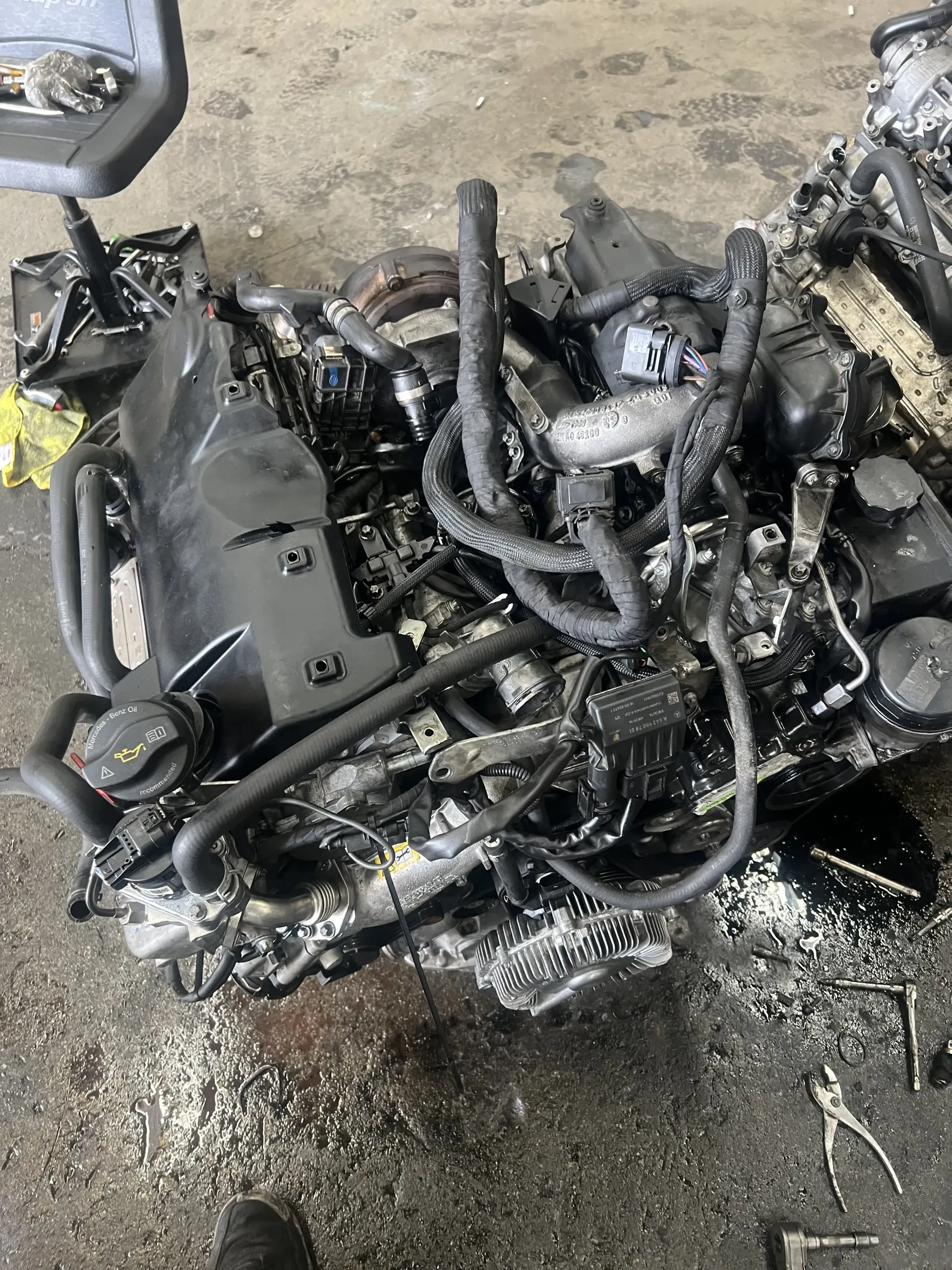 Top view of a car transmission.