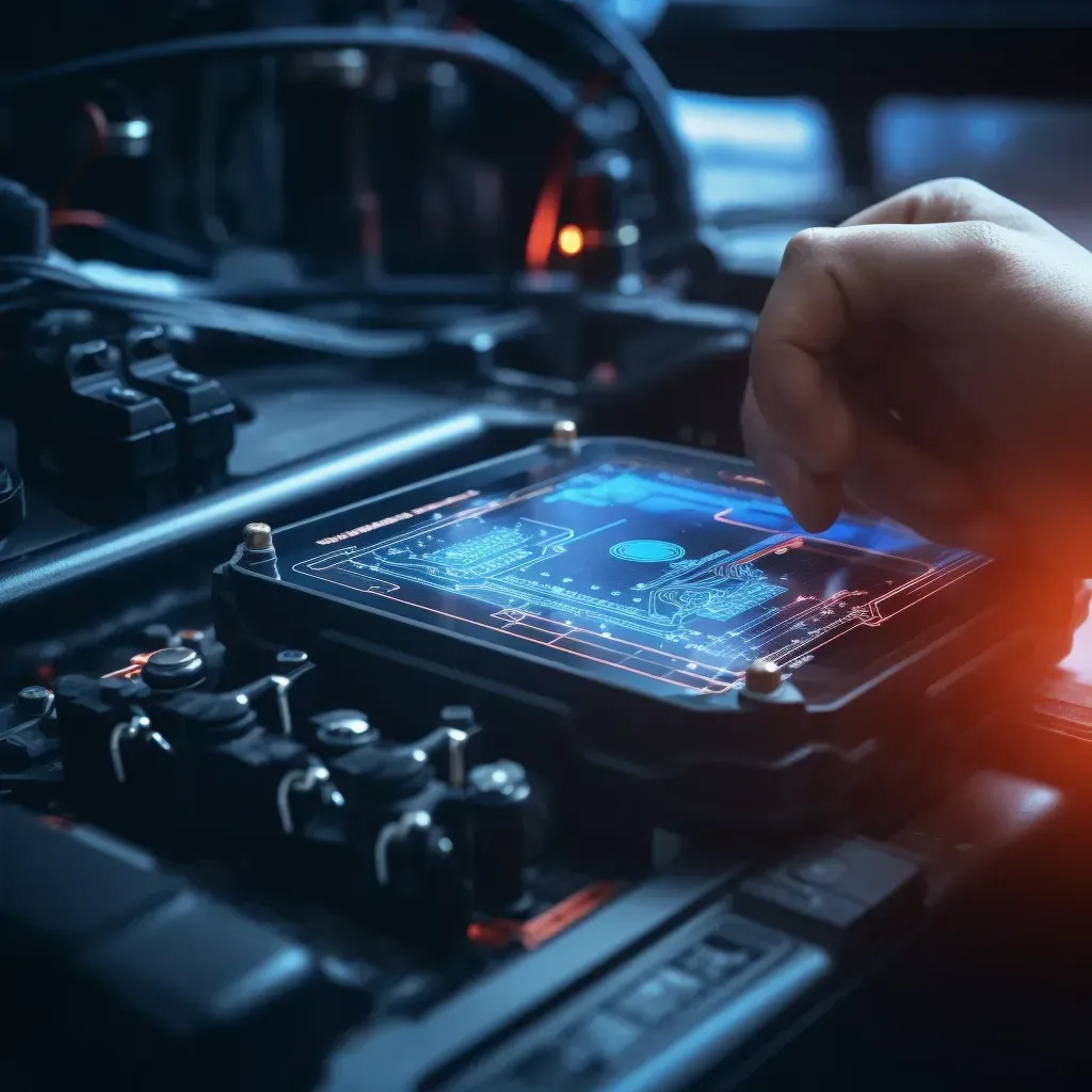 A mechanic's hand using tools in the cars engine