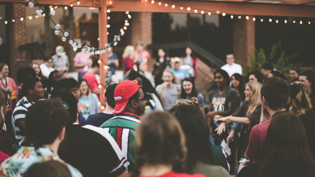 Crowd of young people at a party
