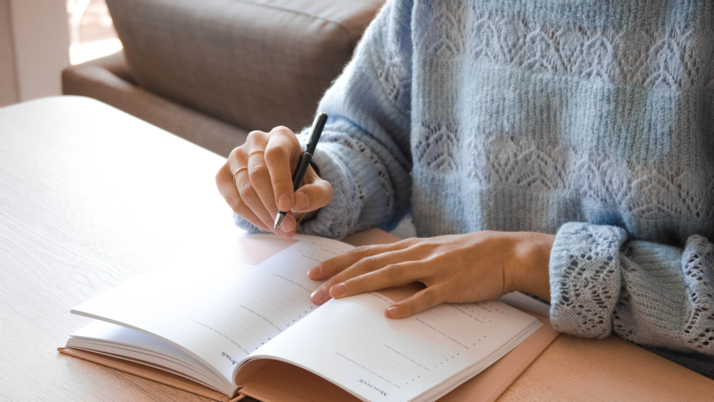 Writing in a planner