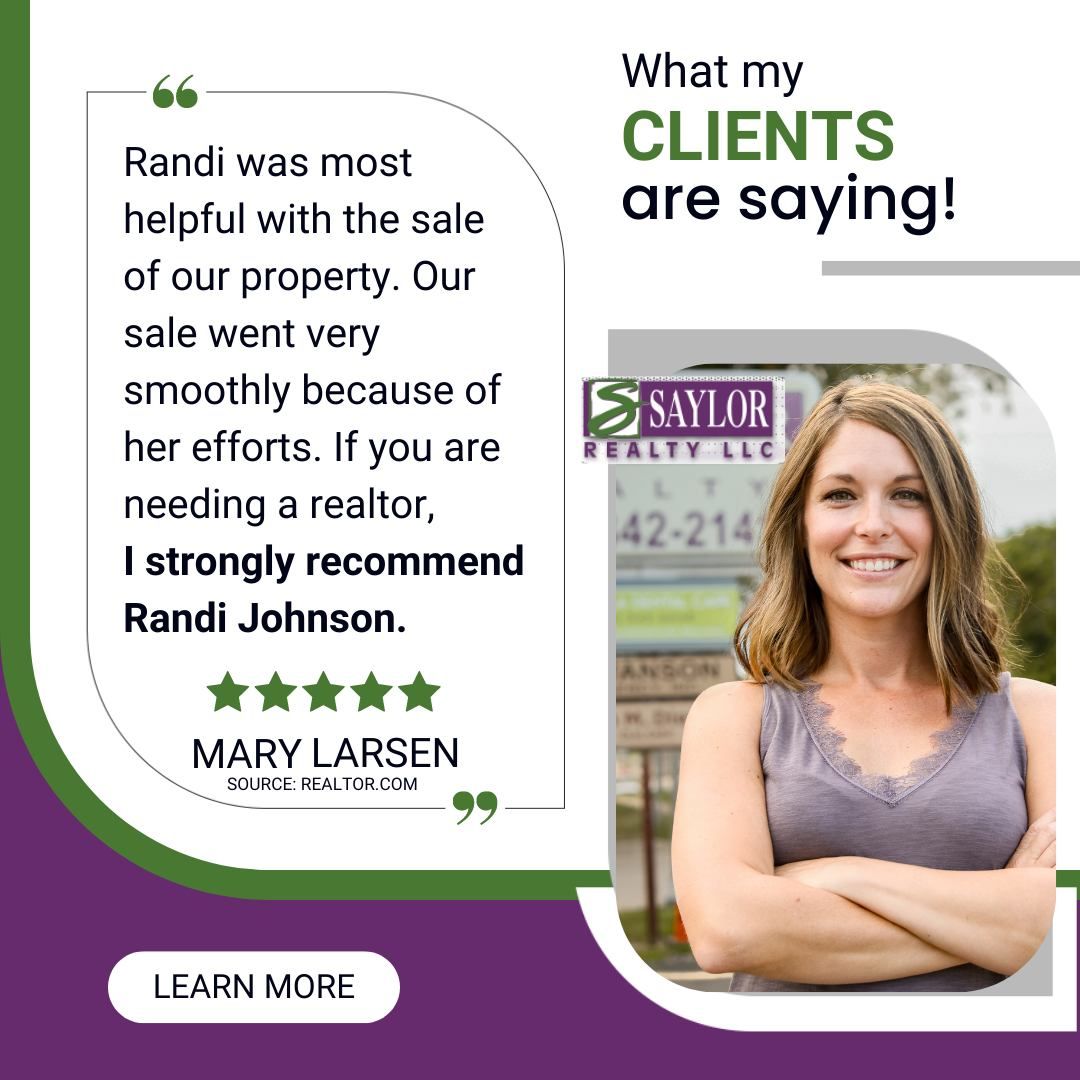 Testimonial ad featuring Randi Johnson, a realtor, with a positive client review.