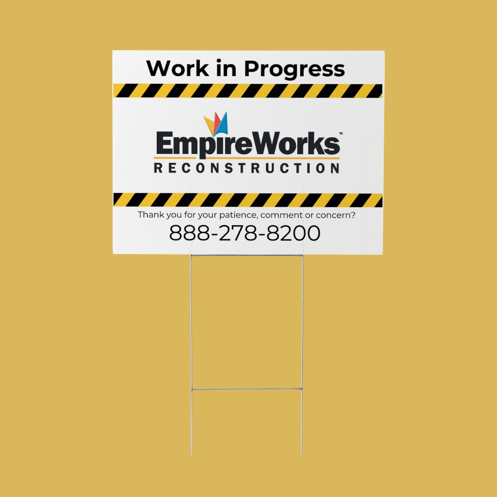 A sign that says work in progress on it