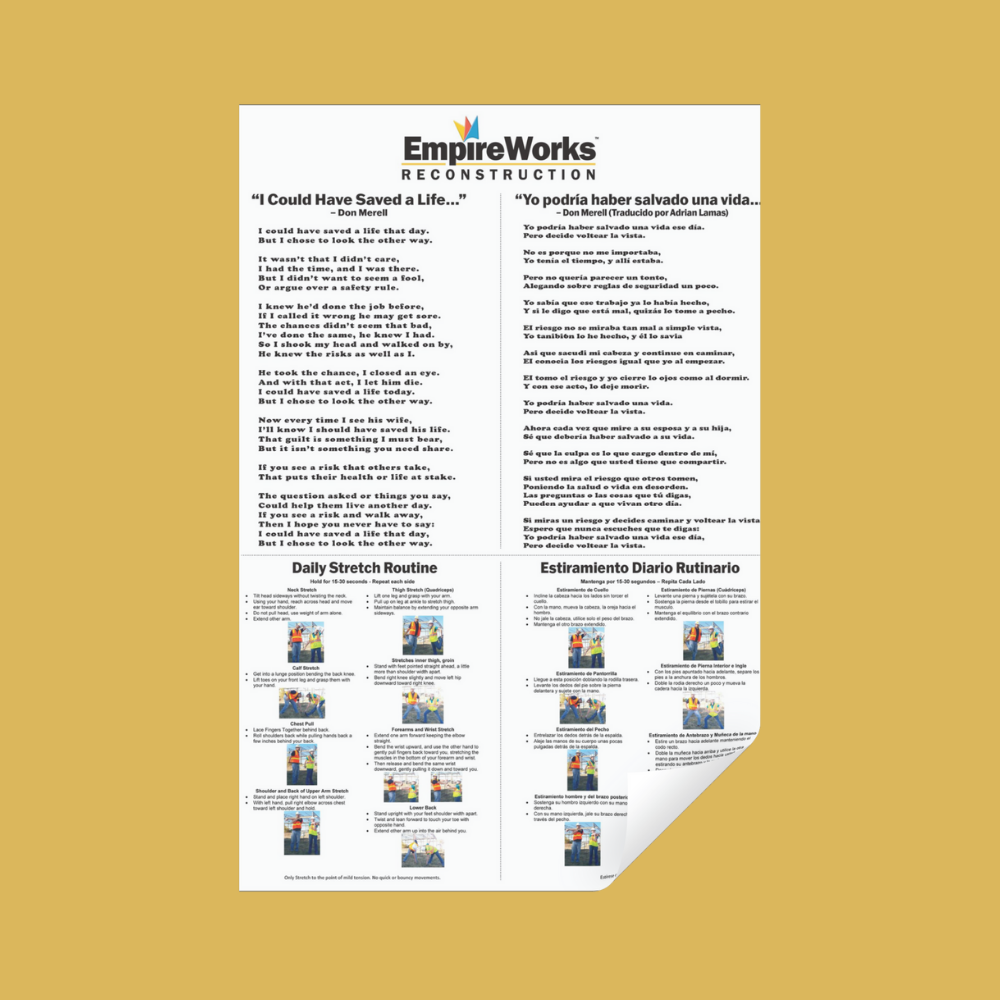 A sheet of paper that says empireworks on it