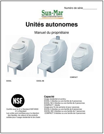 SUN-MAR Toilette sèche allongée, non électrique, blanc CCAF-00003