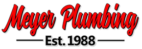 The logo for meyer plumbing was established in 1988