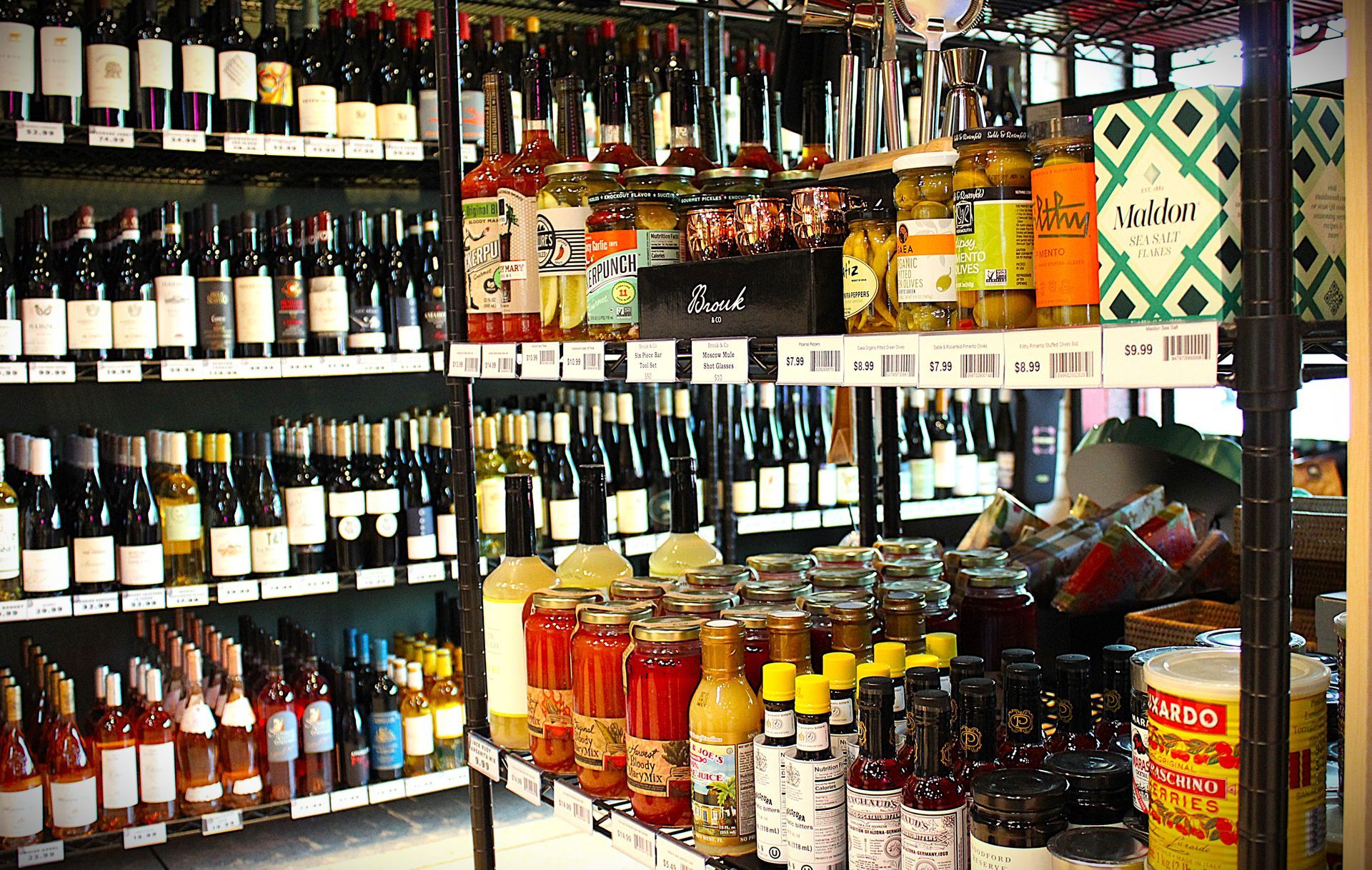 A grocery store filled with lots of bottles and jars
