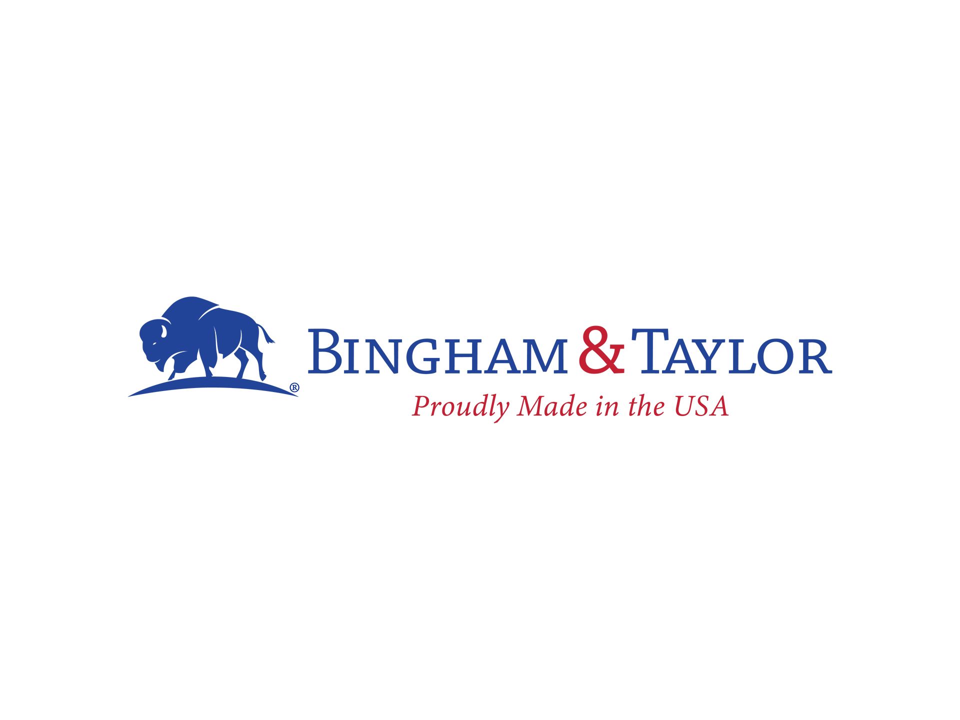 Logo for Bingham & Taylor, with blue bison and text 