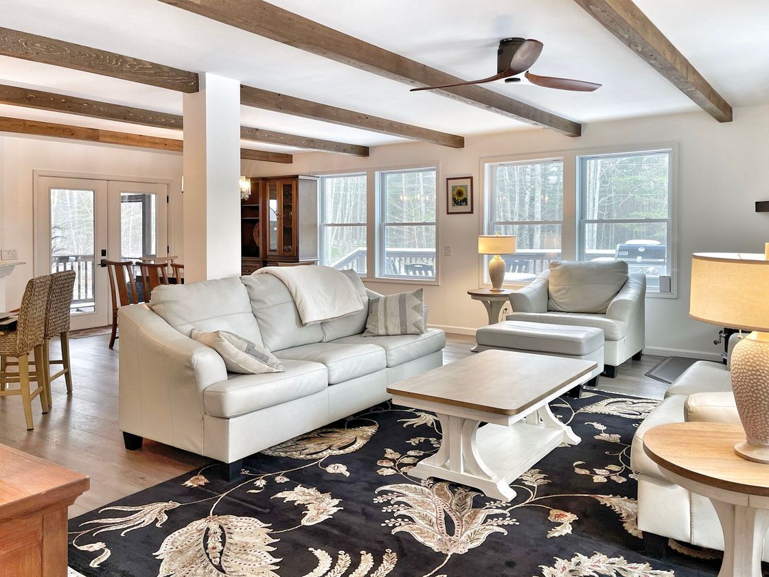 Adirondack View Lodge Living Room and dining area in the back