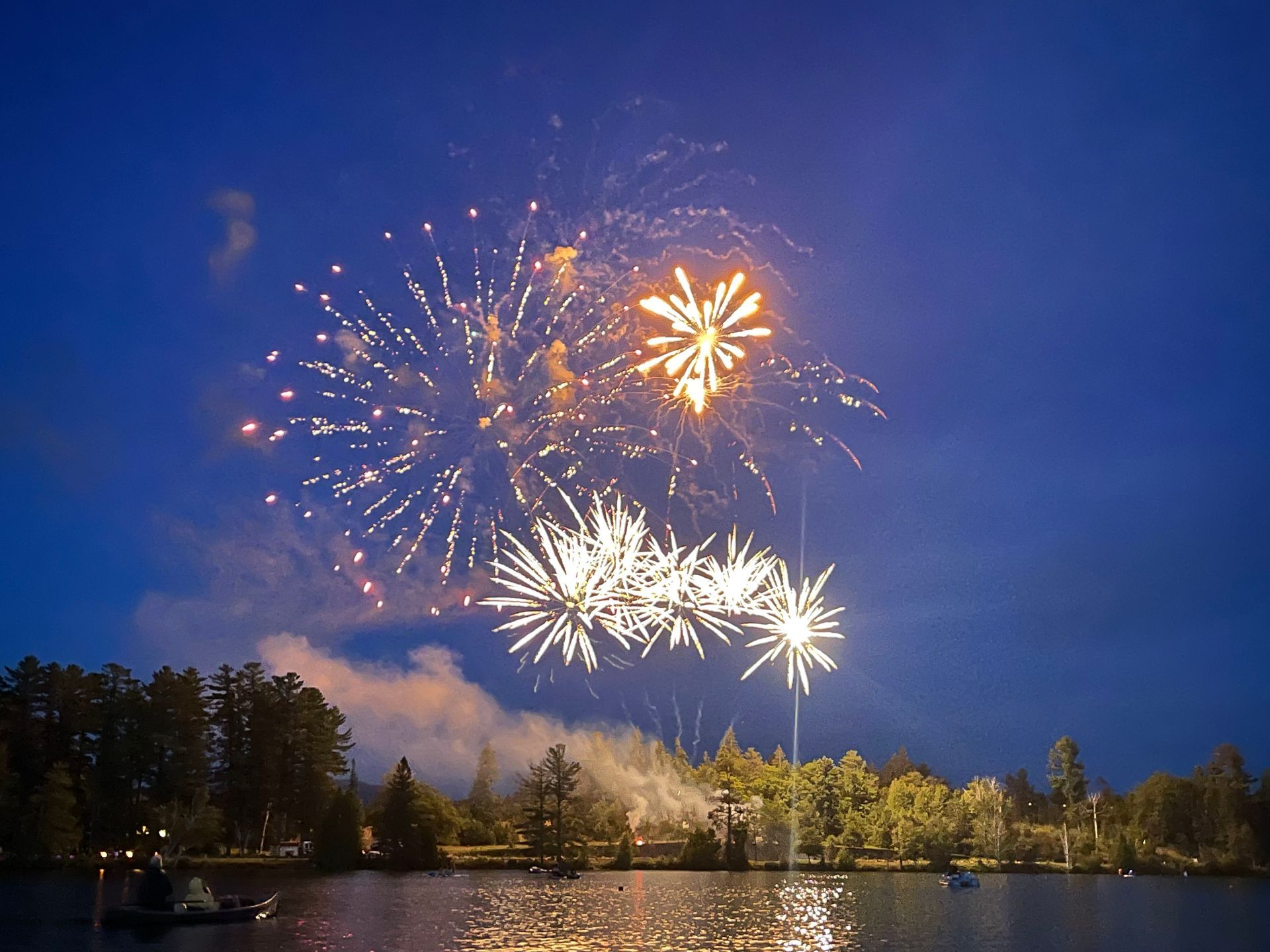 July 4th Festivities in Lake Placid, NY Fireworks display over Mirror Lake in Lake Placid.