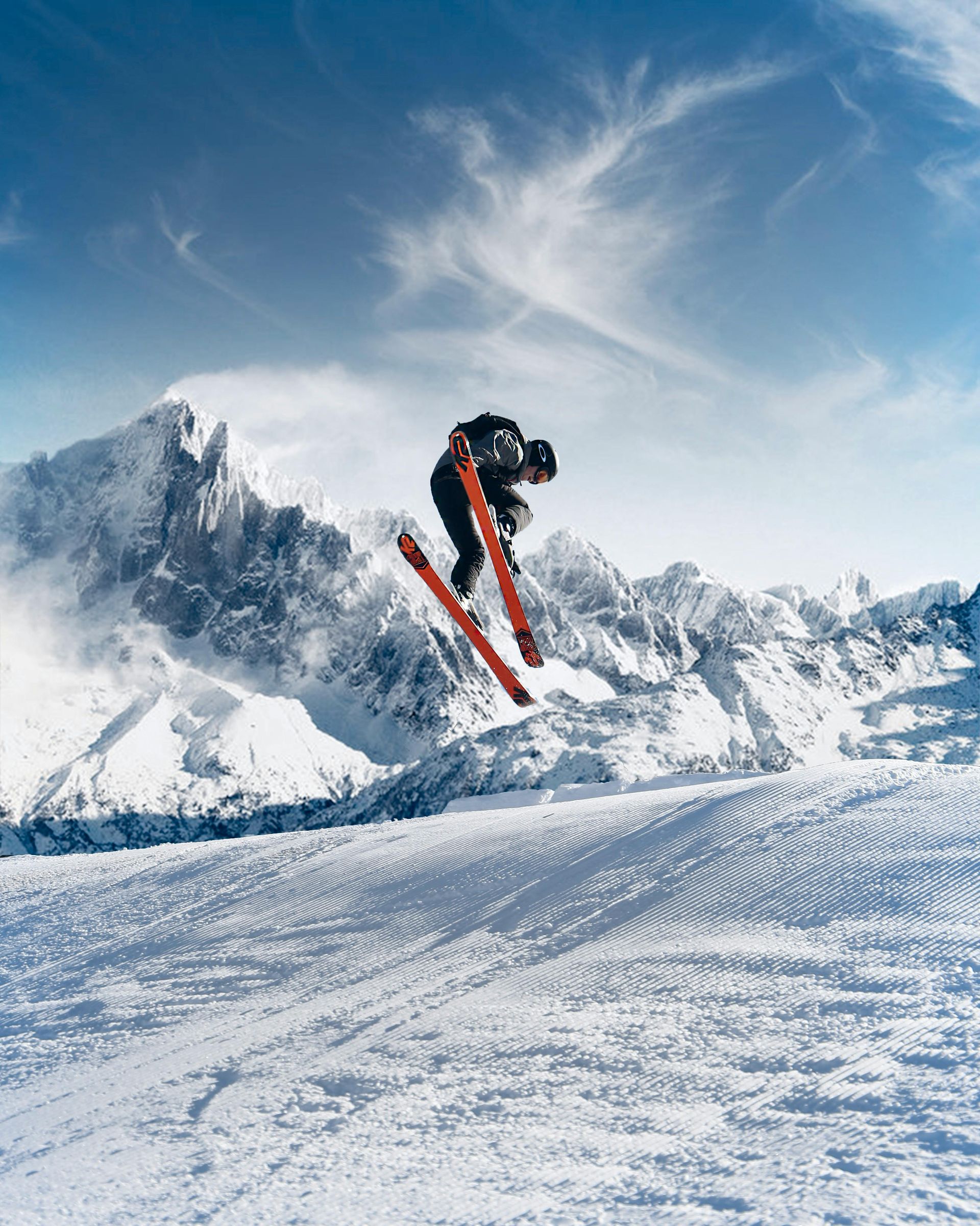 Skier at Whiteface Mountain making a jump.