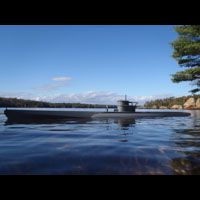 Submarine handmade wooden warship model. owned by Mark Sutherland, master model builder of Concord, Massachusetts. 
