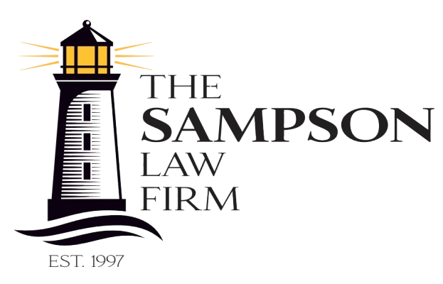 The logo for the sampson law firm has a lighthouse on it.