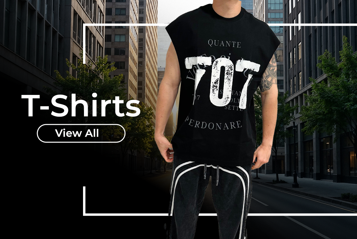 Man in sleeveless black tee with 