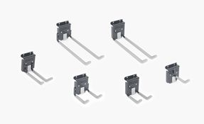 a set of hooks on a white background .