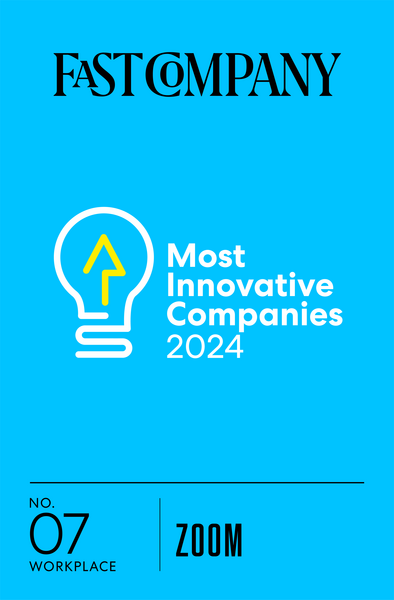 Fast Company Most Innovative Companies 2024 cover with lightbulb icon and Zoom ranked No. 07 worldwide