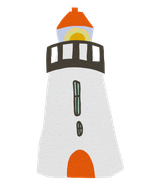 hand-drawn lighthouse icon in the style of cut paper (decorative)