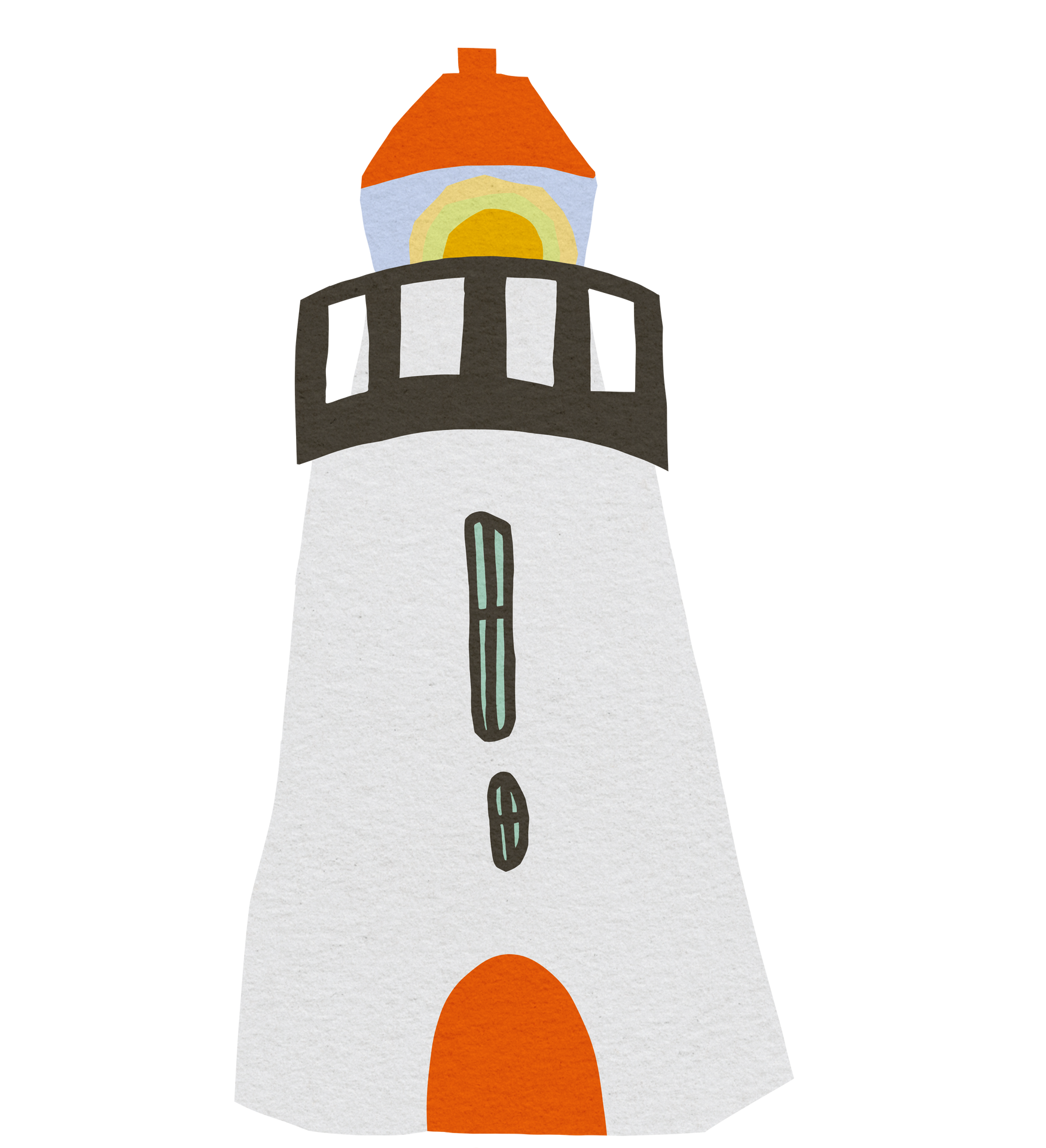 hand-drawn lighthouse icon in the style of cut paper (decorative)
