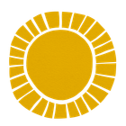 Cut collage graphic of sun
 (decorative)