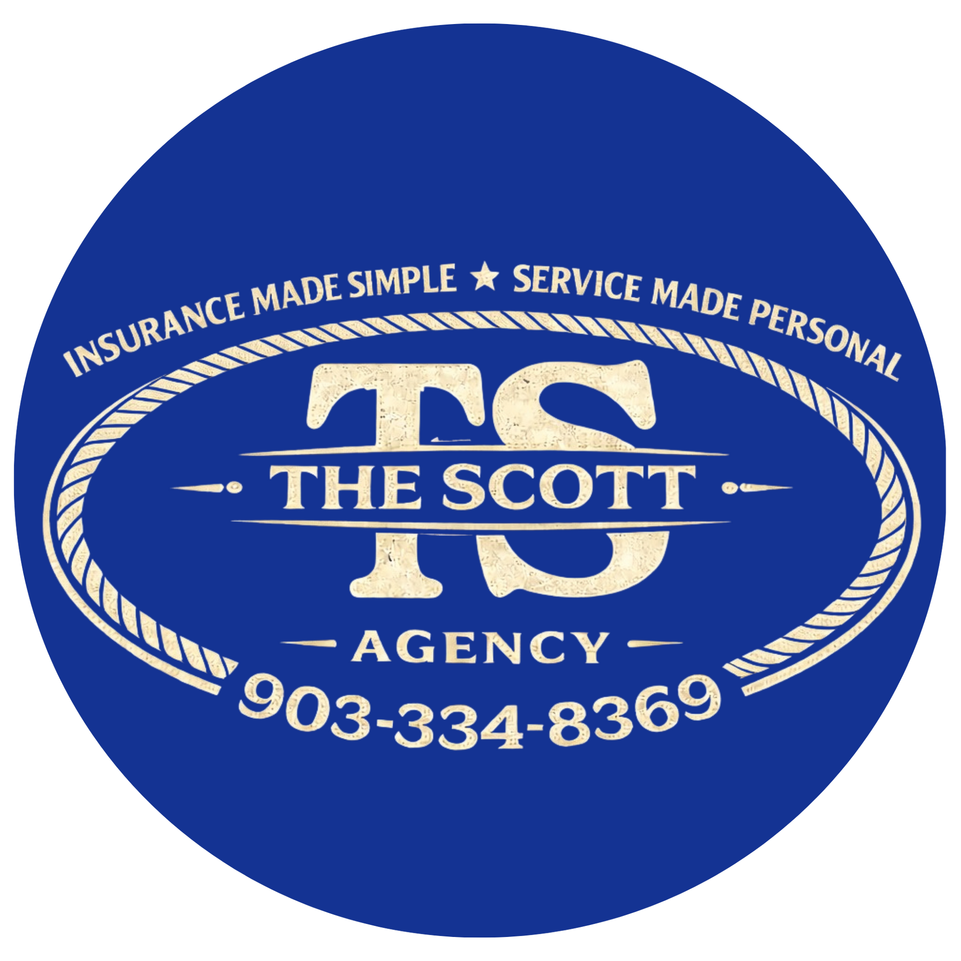 Blue circular logo for