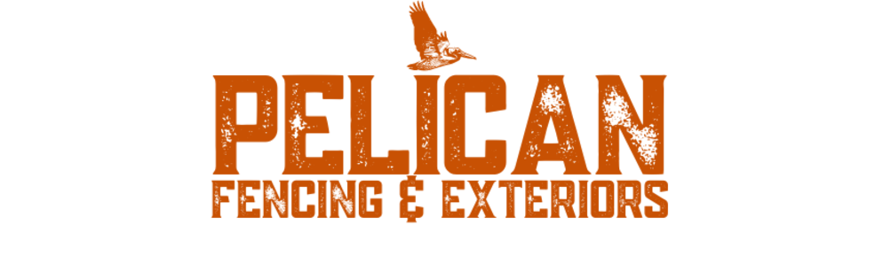 Pelican Fencing & Exteriors logo with a brown pelican icon above the text.