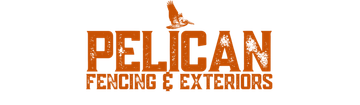 Pelican Fencing & Exteriors logo with a brown pelican icon above the text.