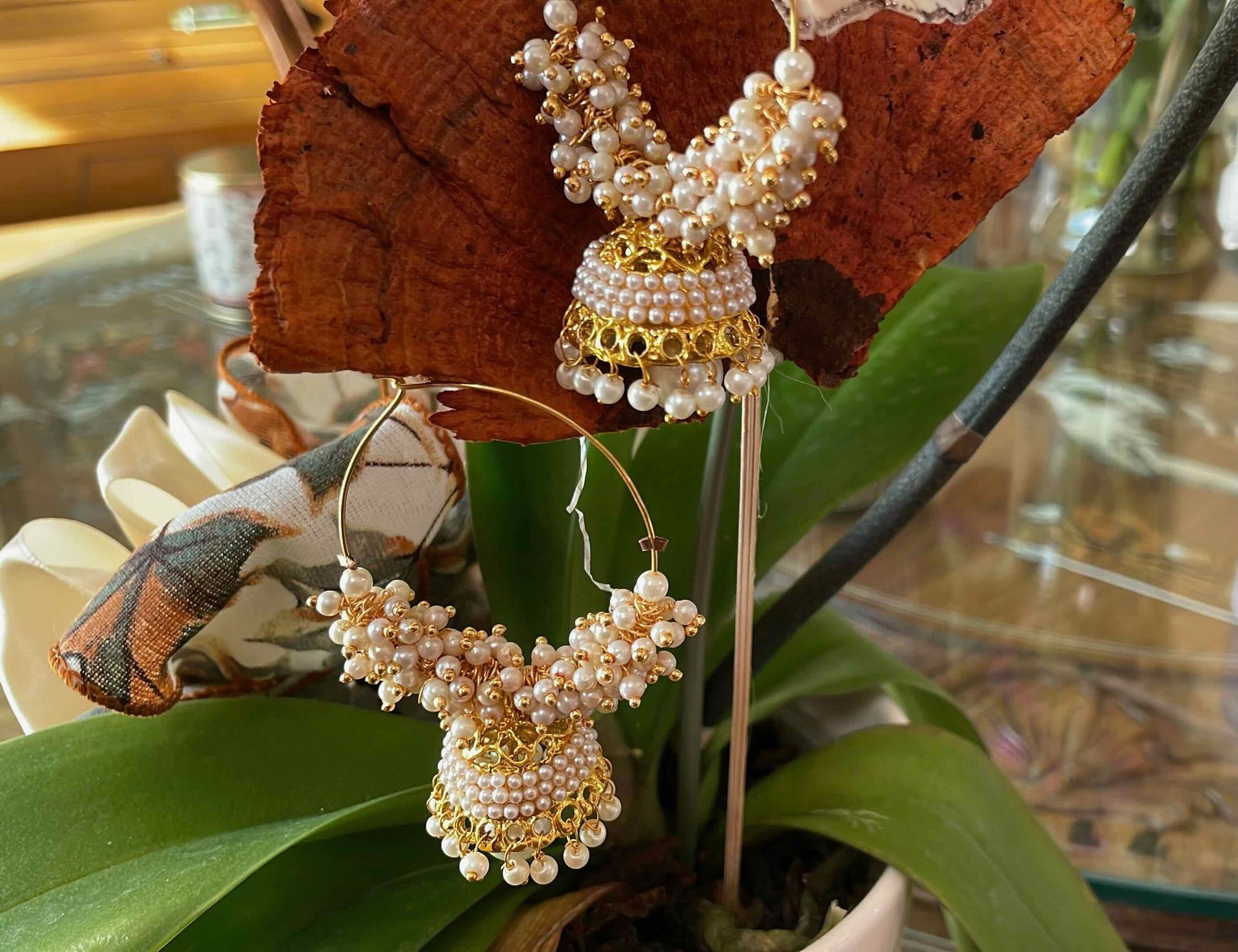 pearl earrings - $12