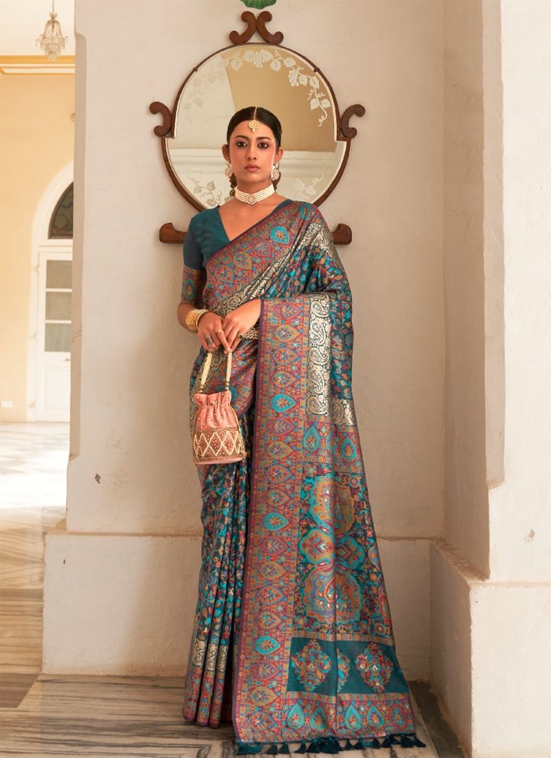 Pashmina silk heavy designer with fall pico ready - $87
