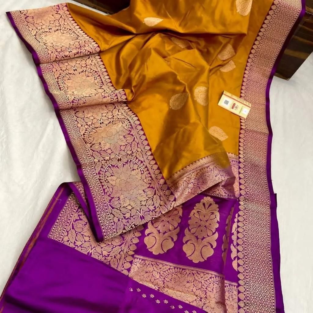 gold purple Katan silk heavy butta designer $60