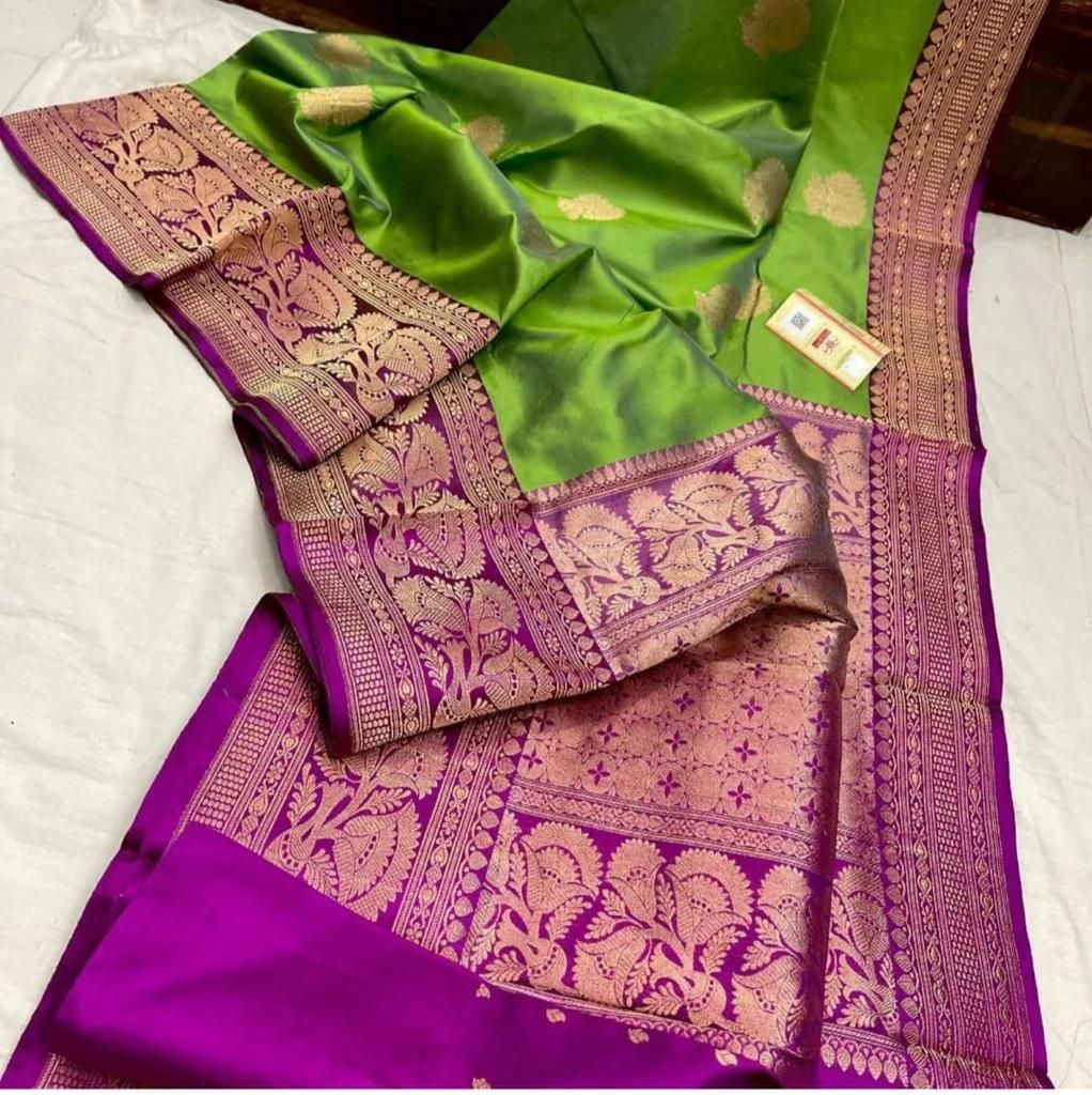 green purple Katan silk heavy butta designer $60