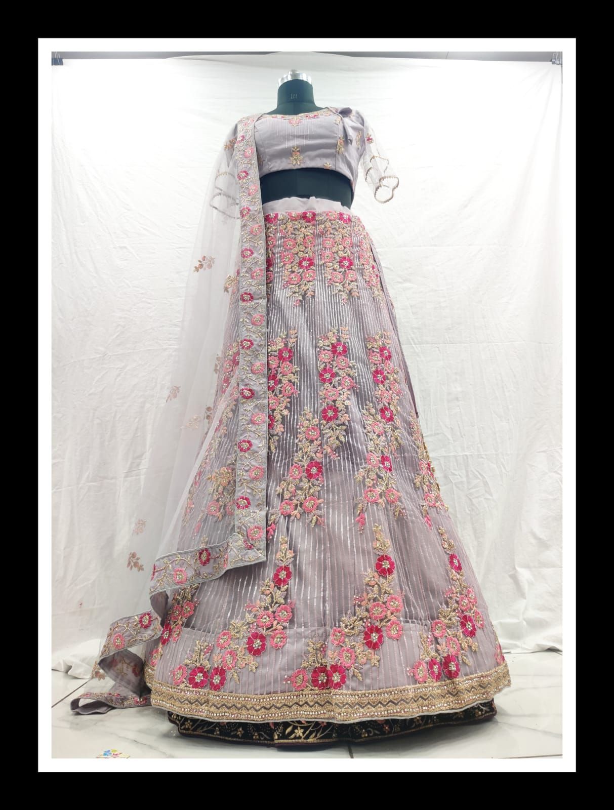 Sequence flower embroidery zari - $125