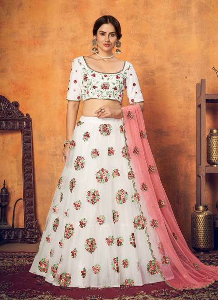 Exclusive wear net thread sequence embroidery pink white - $90