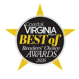 Coastal Virginia Best of Readers’ Choice Awards 2026 badge with gold star and black center
