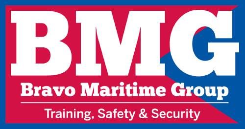BMG logo in red, white, and blue with “Bravo Maritime Group” and “Training, Safety & Security” text