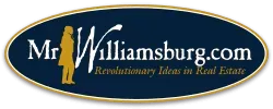 MrWilliamsburg.com logo in a navy oval with gold trim and the tagline “Revolutionary Ideas in Real Estate.”