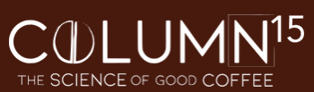 COLUMΝ15 logo on brown background with tagline “The Science of Good Coffee”