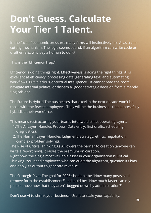 Text-based graphic promoting talent calculation. White text on a blurred orange-gray background.