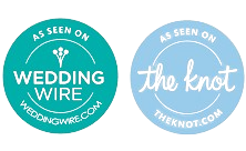 Two logos for wedding wire and the knot are shown on a white background.