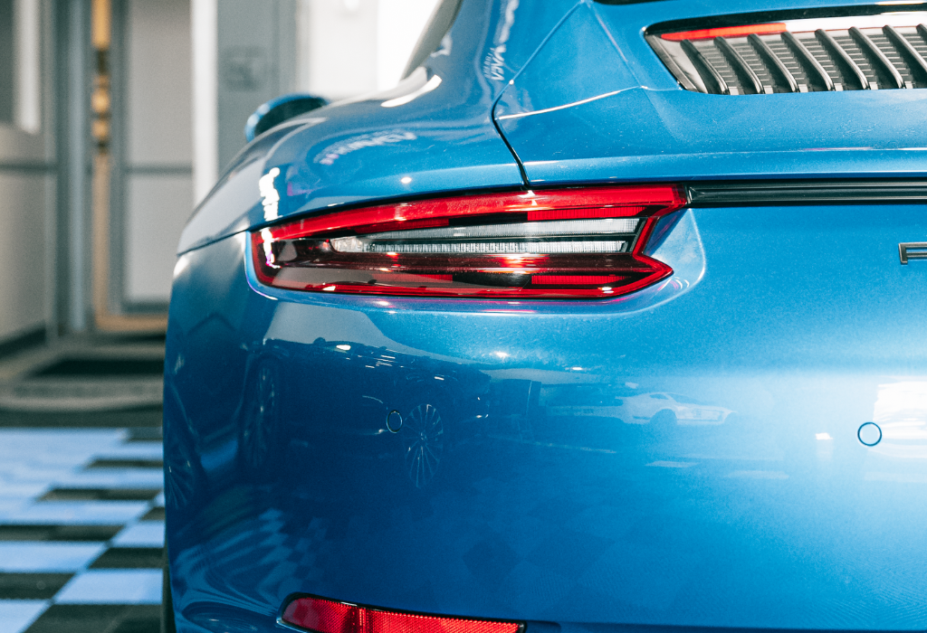 blue shiny car after ceramic coating