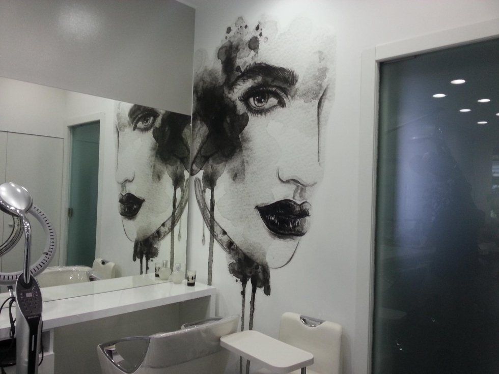 murales in negozio di parrucchiere