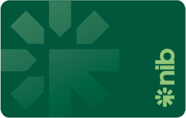 A green card with the word nib on it