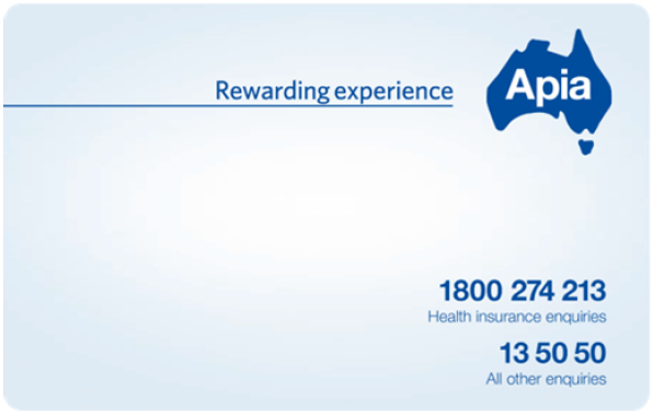 A rewarding experience card for apia health insurance